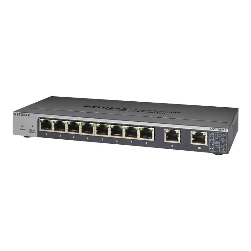 NETGEAR Plus GS110EMX - Commutateur - intelligent - 8 x 1000Base-T + 2 x 100 - 1 000 - 2,5 G - 5G -... (GS110EMX-100PES)_1